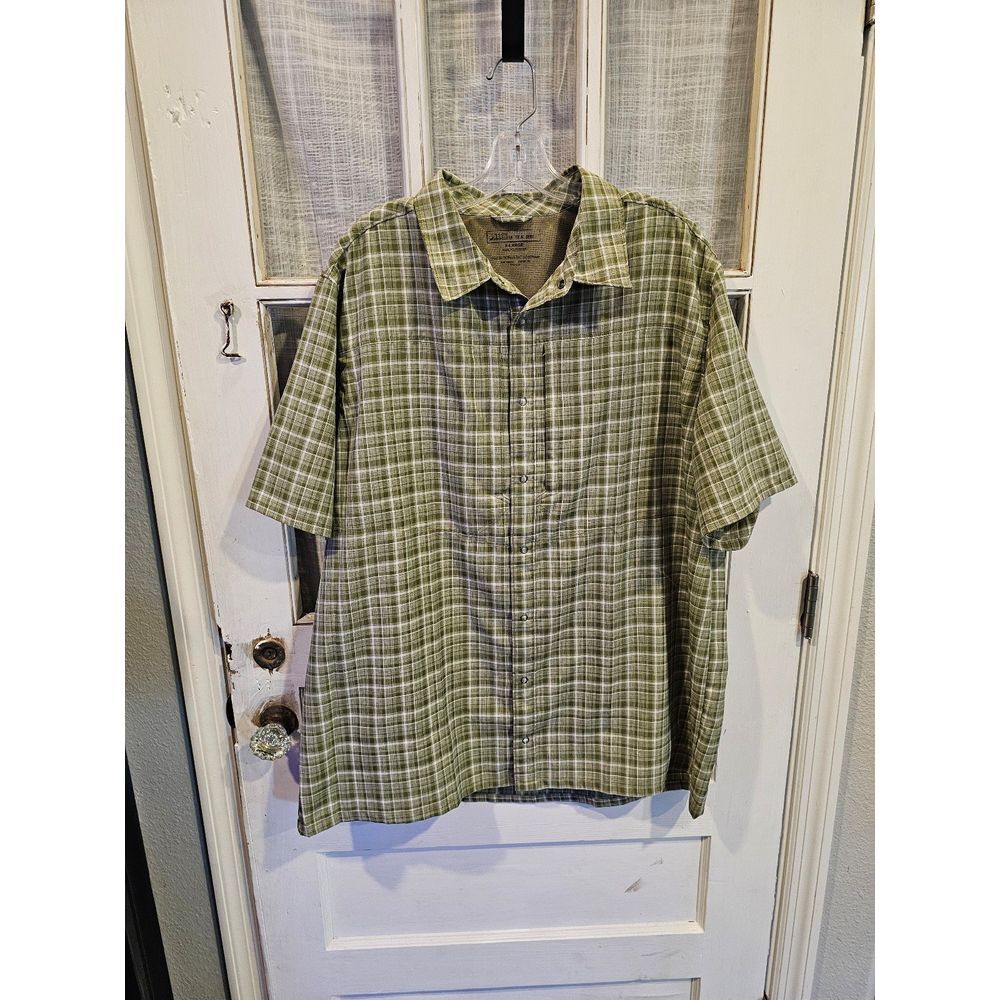 5.11 Tactical Series Green & White‎ Plaid Men's Polo